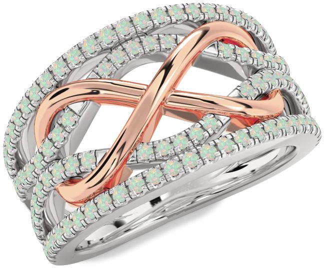 Opal Platinum & Rose Gold Infinity Ring