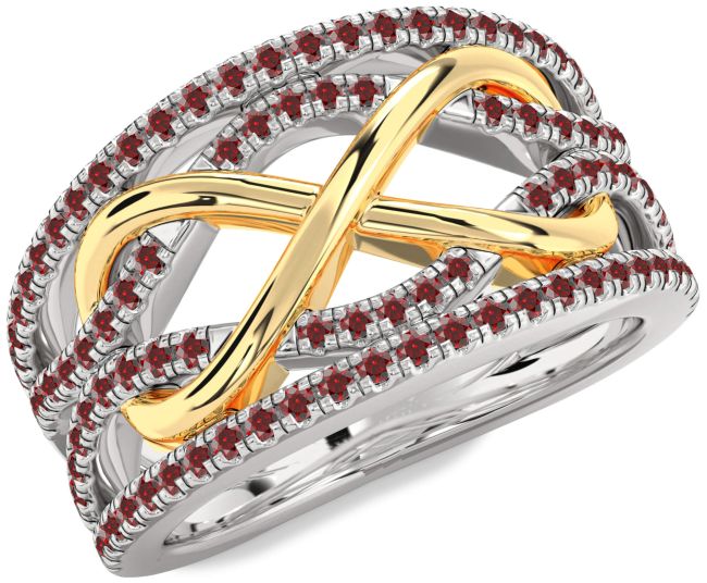 Garnet Silver & 10K gold Infinity Ring