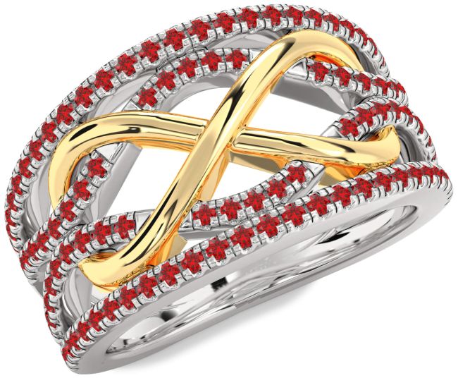 Ruby Gold Silver Infinity Ring