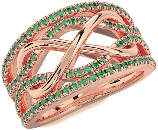 Emerald Rose Gold Infinity Ring