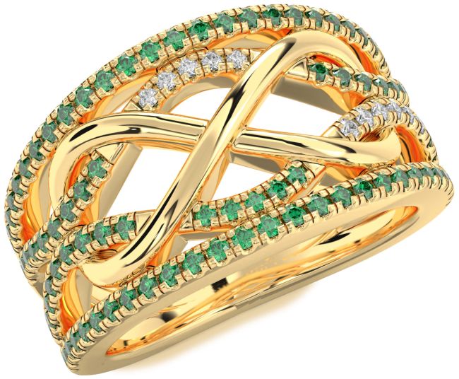Emerald Gold Silver Infinity Ring