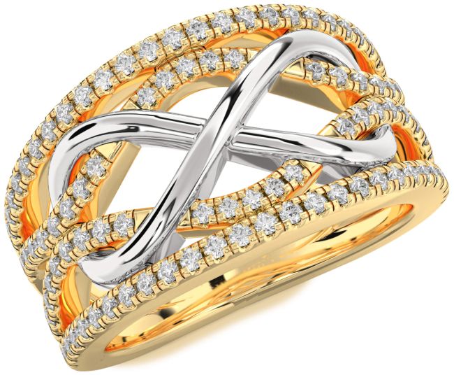 Diamond Gold Silver Infinity Ring
