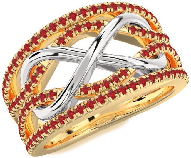 Ruby Gold Silver Infinity Ring