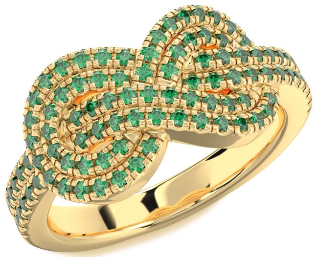 Emerald Gold Silver Infinity Ring