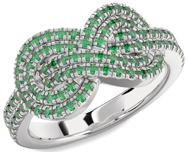 Emerald Silver Infinity Ring