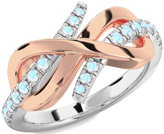 Moonstone White Rose Gold Infinity Round Ring
