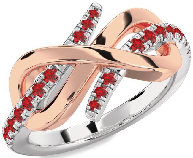 Ruby Rose Gold Silver Infinity Round Ring