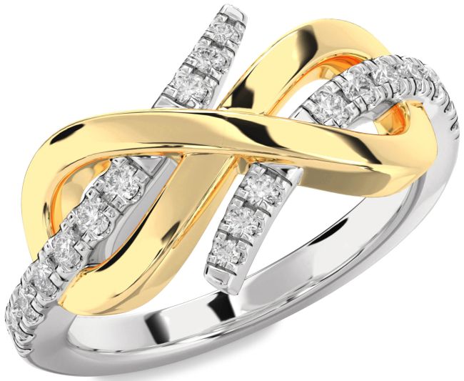 Moissanite Gold Silver Infinity Round Ring