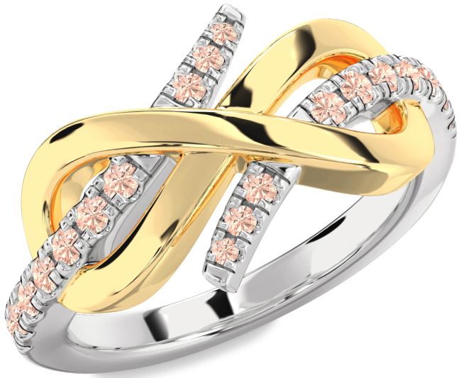 Morganite Platinum & Yellow Gold Infinity Round Ring