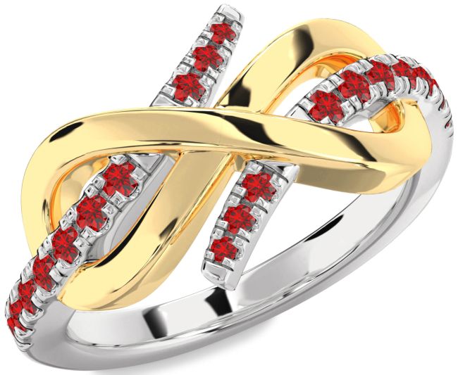Ruby Gold Silver Infinity Round Ring