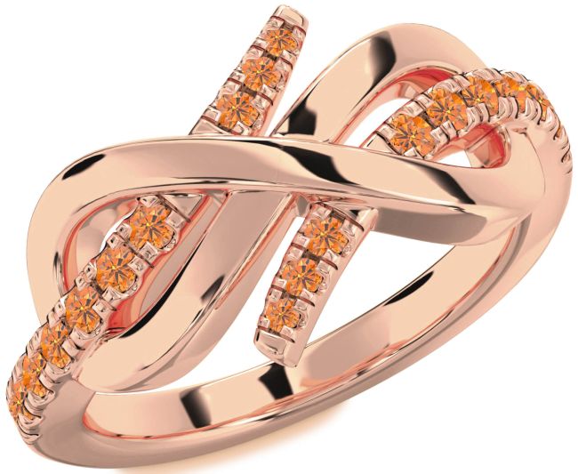 Citrine Rose Gold Silver Infinity Round Ring
