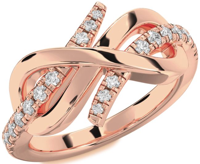 Moissanite Rose Gold Silver Infinity Round Ring
