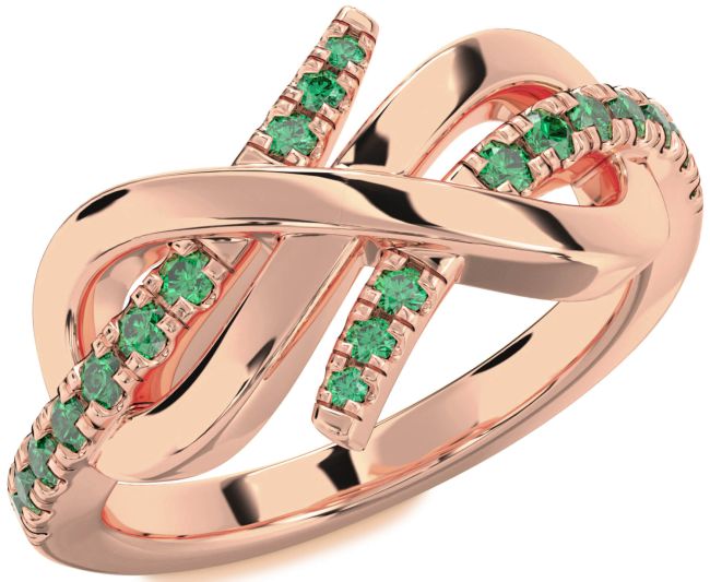 Emerald Rose Gold Infinity Round Ring