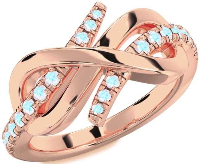 Moonstone Rose Gold Silver Infinity Round Ring