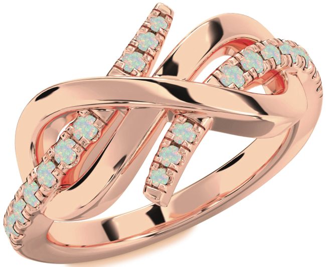 Opal Rose Gold Infinity Round Ring