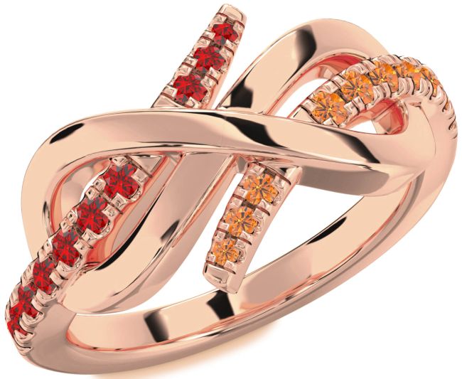 Ruby & Citrine Rose Gold Infinity Round Promise Ring