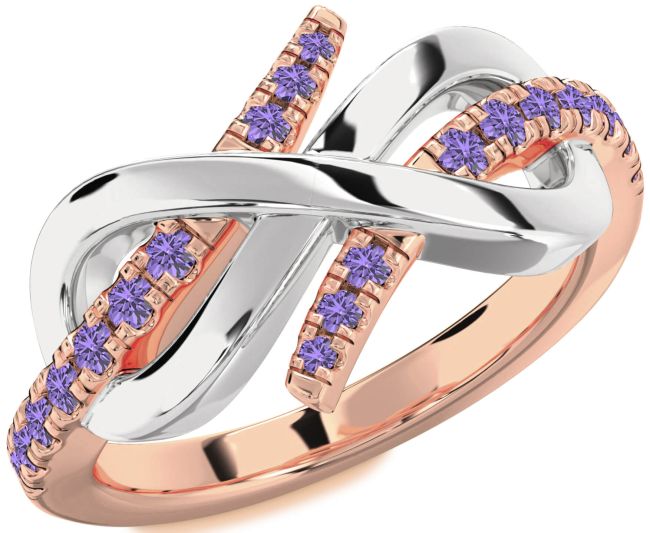 Alexandrite Rose Gold Silver Infinity Round Ring