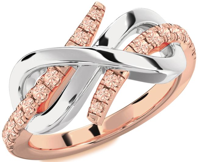 Morganite Rose Gold Silver Infinity Round Ring