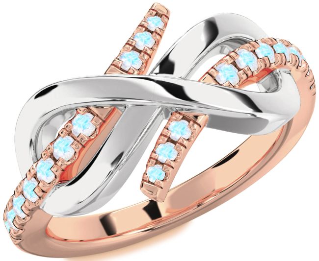Moonstone Rose Gold Silver Infinity Round Ring