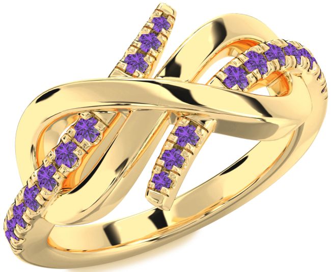 Amethyst Gold Infinity Round Ring