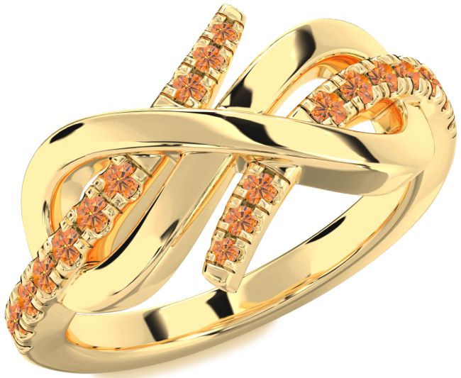 Citrine Gold Silver Infinity Round Ring
