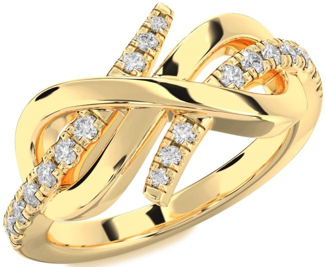 Moissanite Gold Infinity Round Ring