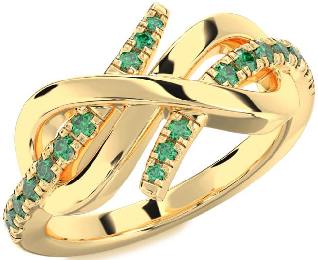 Emerald Gold Infinity Round Ring