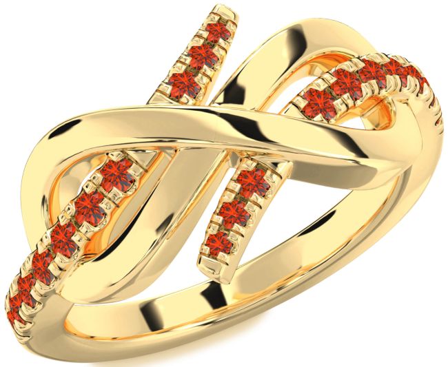 Fire Opal Gold Infinity Round Ring