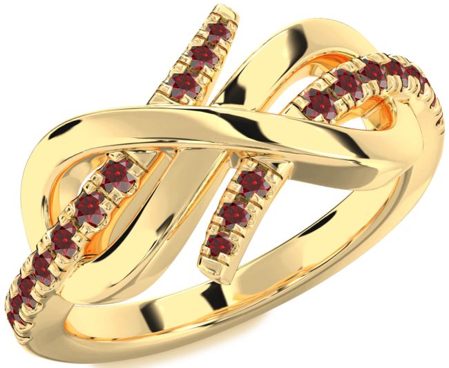 Garnet Gold Infinity Round Ring