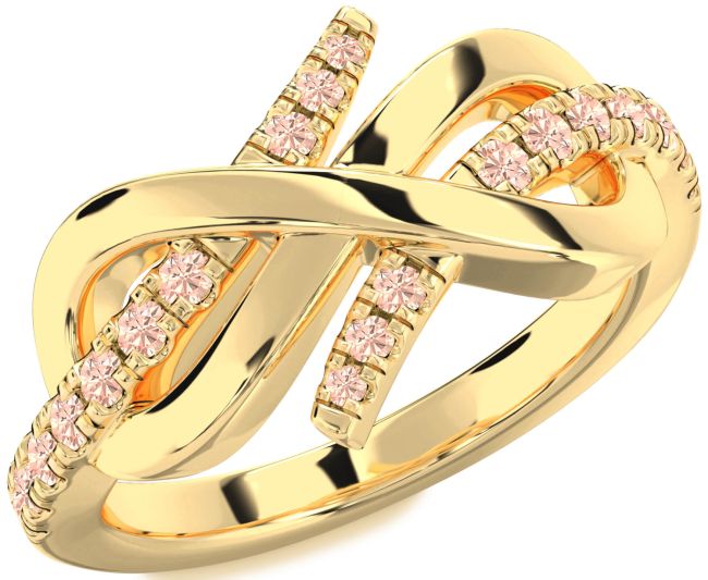 Morganite Gold Silver Infinity Round Ring