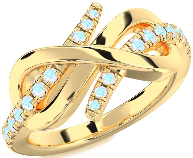 Moonstone Gold Silver Infinity Round Ring