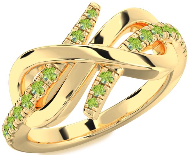 Peridot Gold Infinity Round Ring