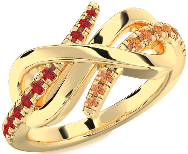 Ruby & Citrine Gold Silver Infinity Round Promise Ring