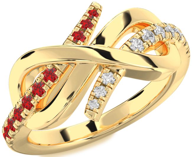 Diamond & Ruby Gold Infinity Round Promise Ring