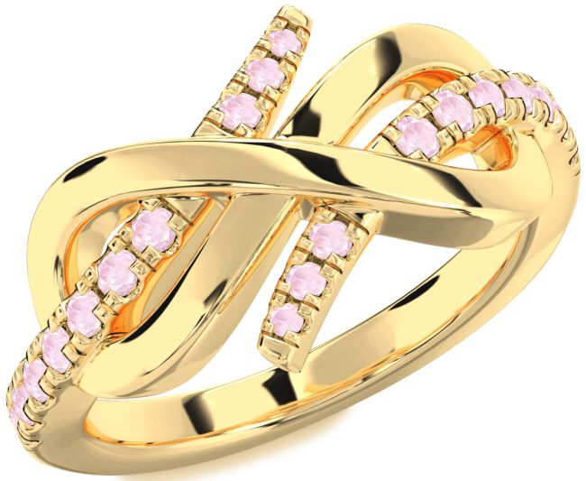 Rose Quartz Gold Infinity Round Ring