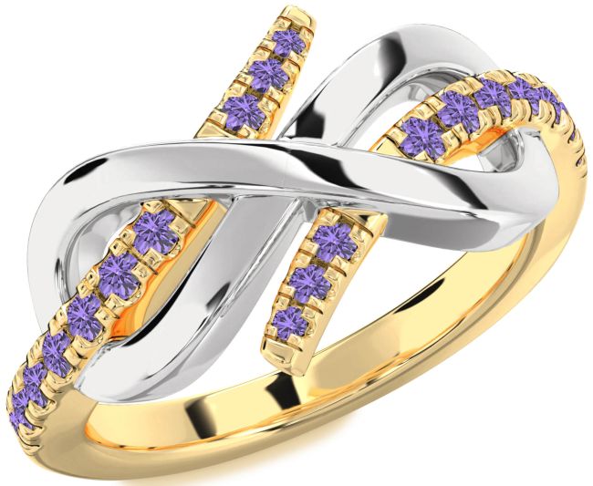 Alexandrite Gold Silver Infinity Round Ring