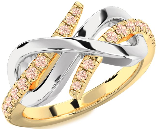 Morganite Gold Silver Infinity Round Ring