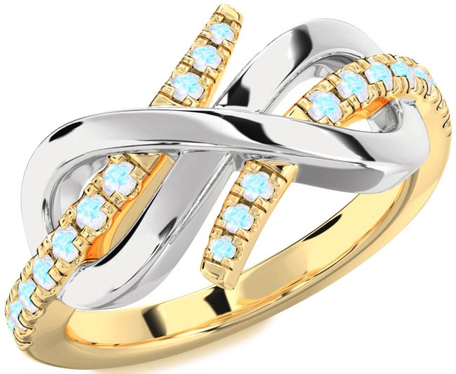 Moonstone Gold Silver Infinity Round Ring