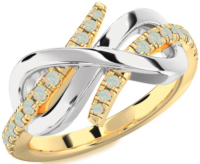 Opal Platinum & Yellow Gold Infinity Round Ring