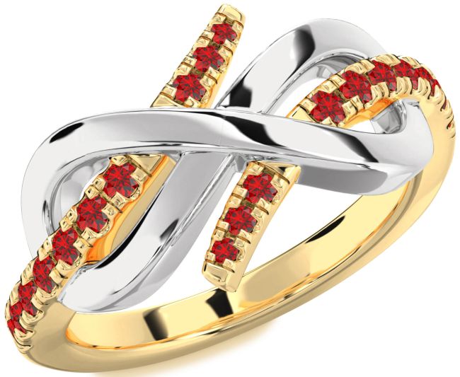 Ruby Gold Silver Infinity Round Ring