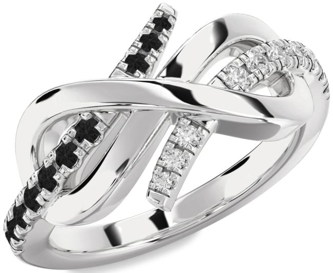 Black Diamond Silver Infinity Round Promise Ring