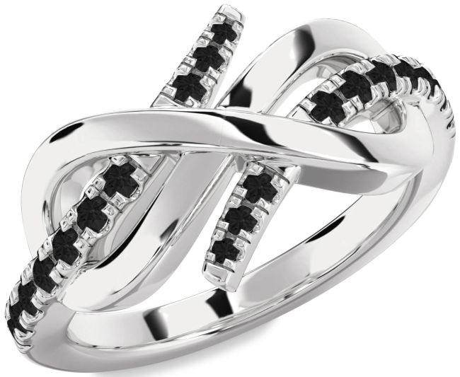 Black Diamond Platinum Infinity Round Ring