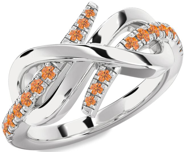 Citrine Platinum Infinity Round Ring