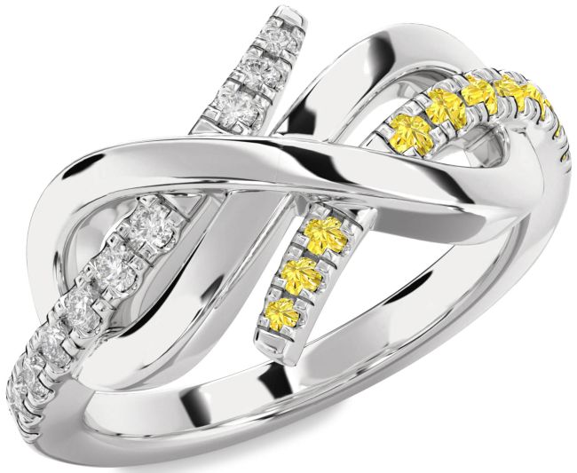 Yellow Diamond Silver Infinity Round Promise Ring