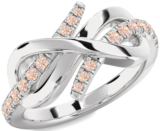 Morganite Platinum Infinity Round Ring