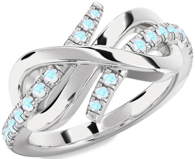 Moonstone Platinum Infinity Round Ring