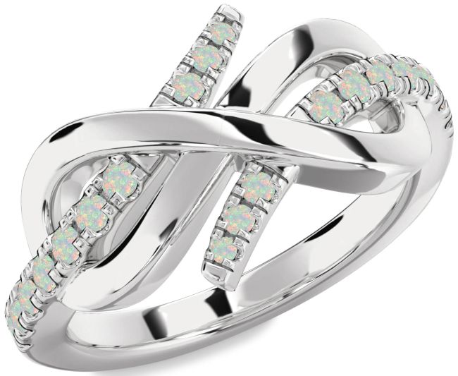Opal Silver Infinity Round Ring