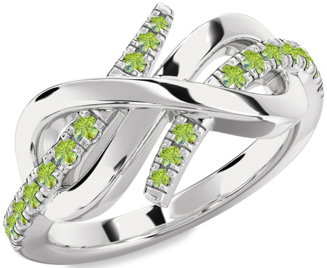 Peridot Platinum Infinity Round Ring