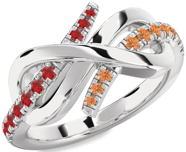 Ruby & Citrine Silver Infinity Round Promise Ring