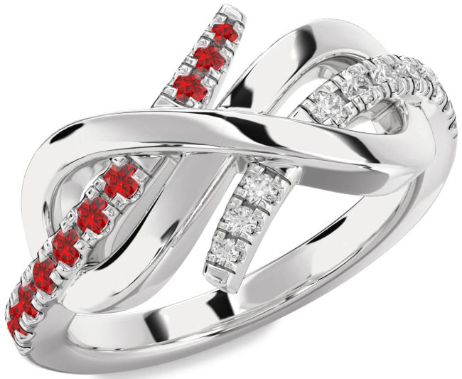 Diamond & Ruby Silver Infinity Round Promise Ring